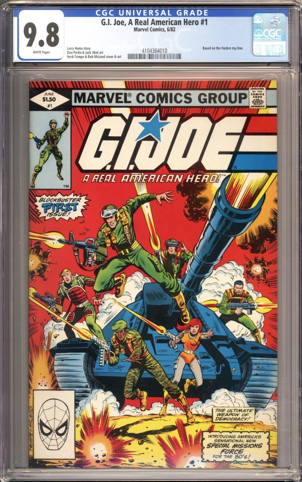 GI Joe A Real American Hero 1 CGC 98 Stunning Book with White Pages 1982