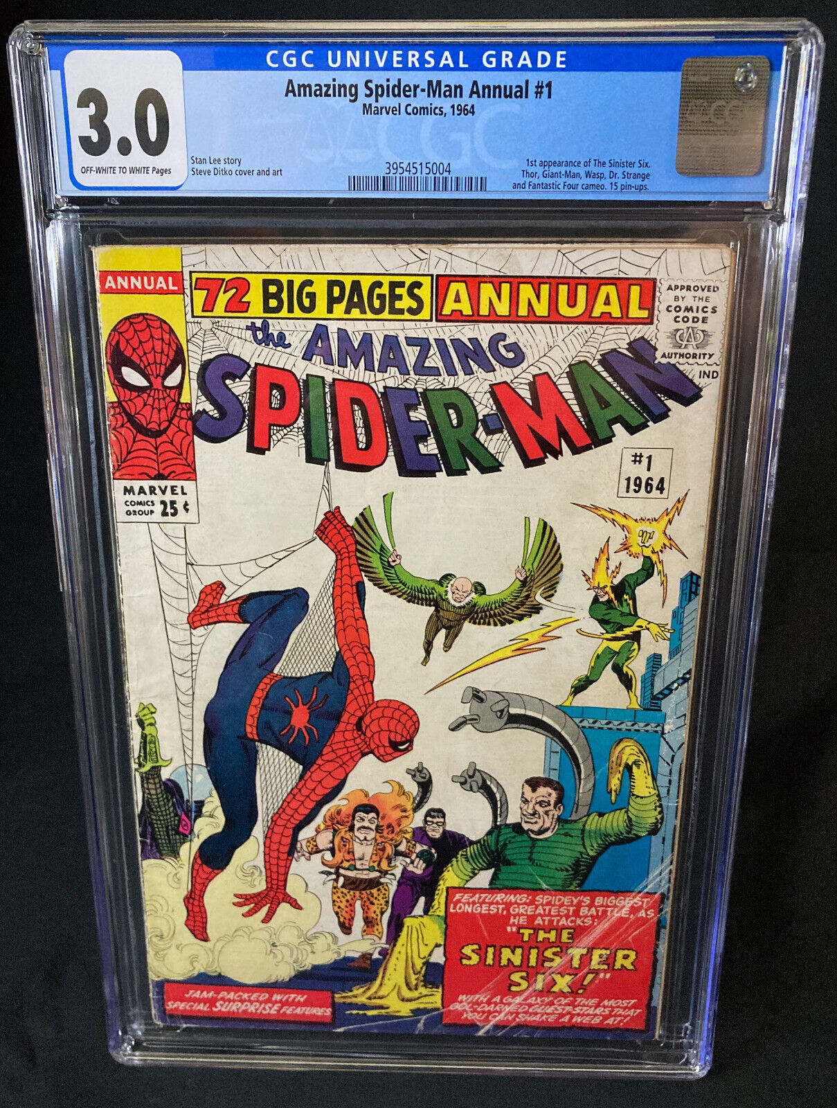 AMAZING SPIDERMAN ANNUAL 1 CGC 30 1ST SINISTER SIX STEVE DITKO MARVEL COMICS