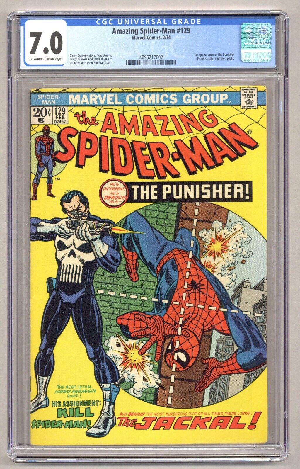 Amazing SpiderMan 129 CGC 70 1st app Punisher and Jackal Andru 1974 J747