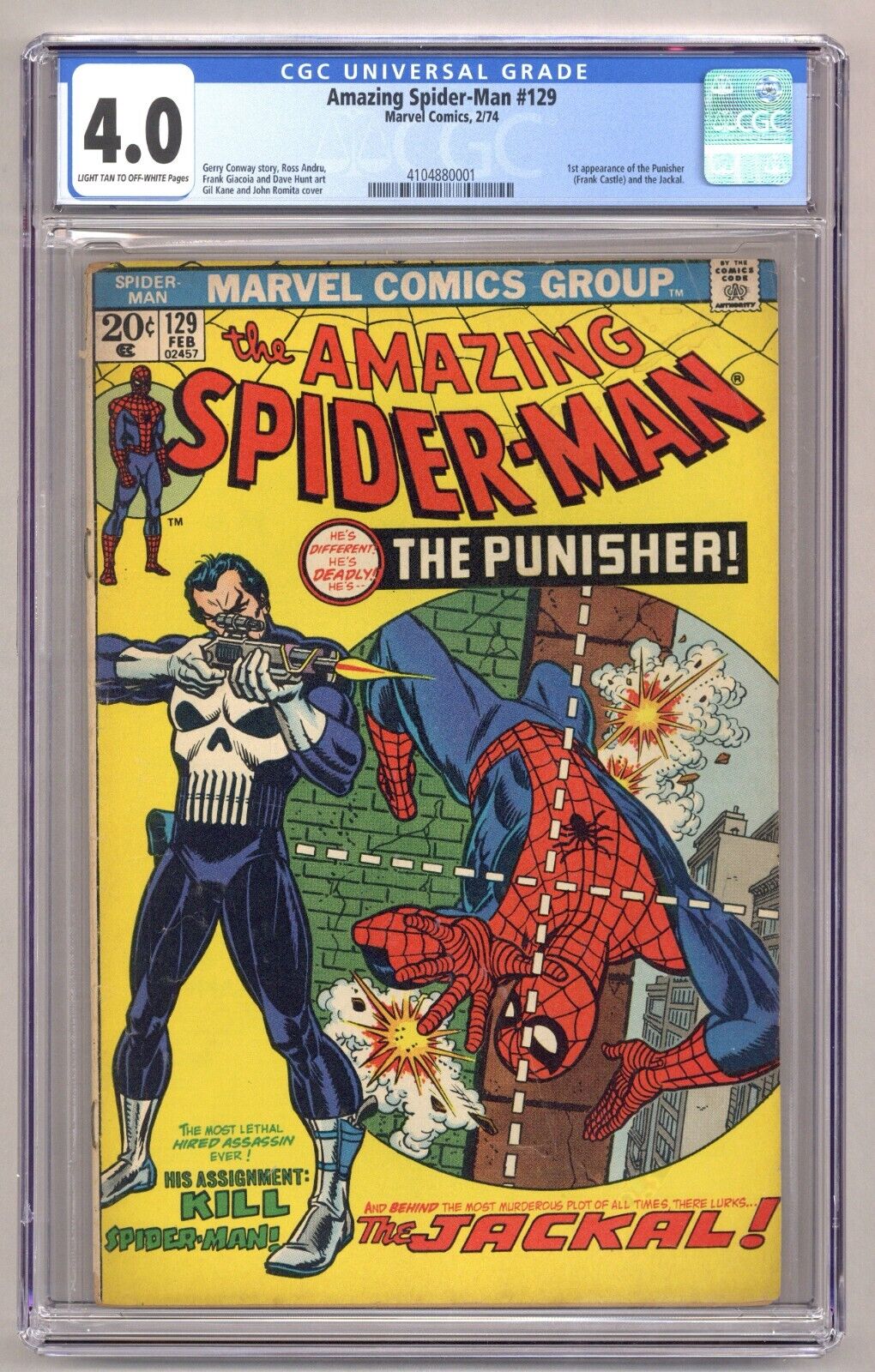 Amazing SpiderMan 129 CGC 40 1st appearance of Punisher and Jackal 1974 J956