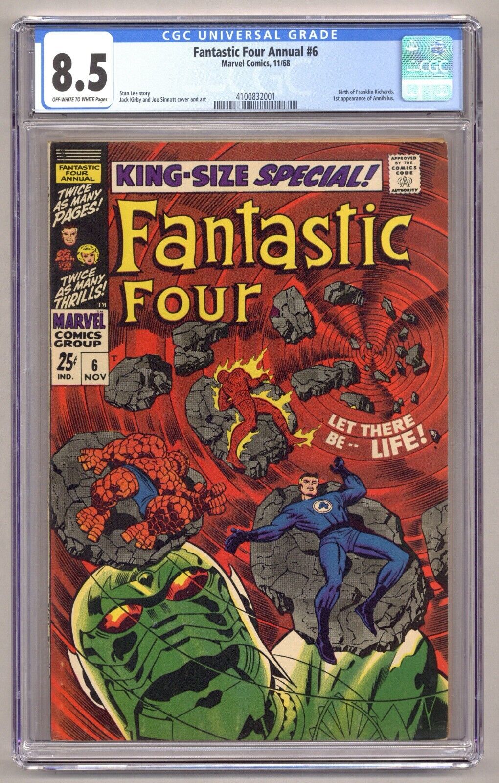 Fantastic Four Annual 6 CGC 85 Birth of Franklin Richards 1st Annihilus J994