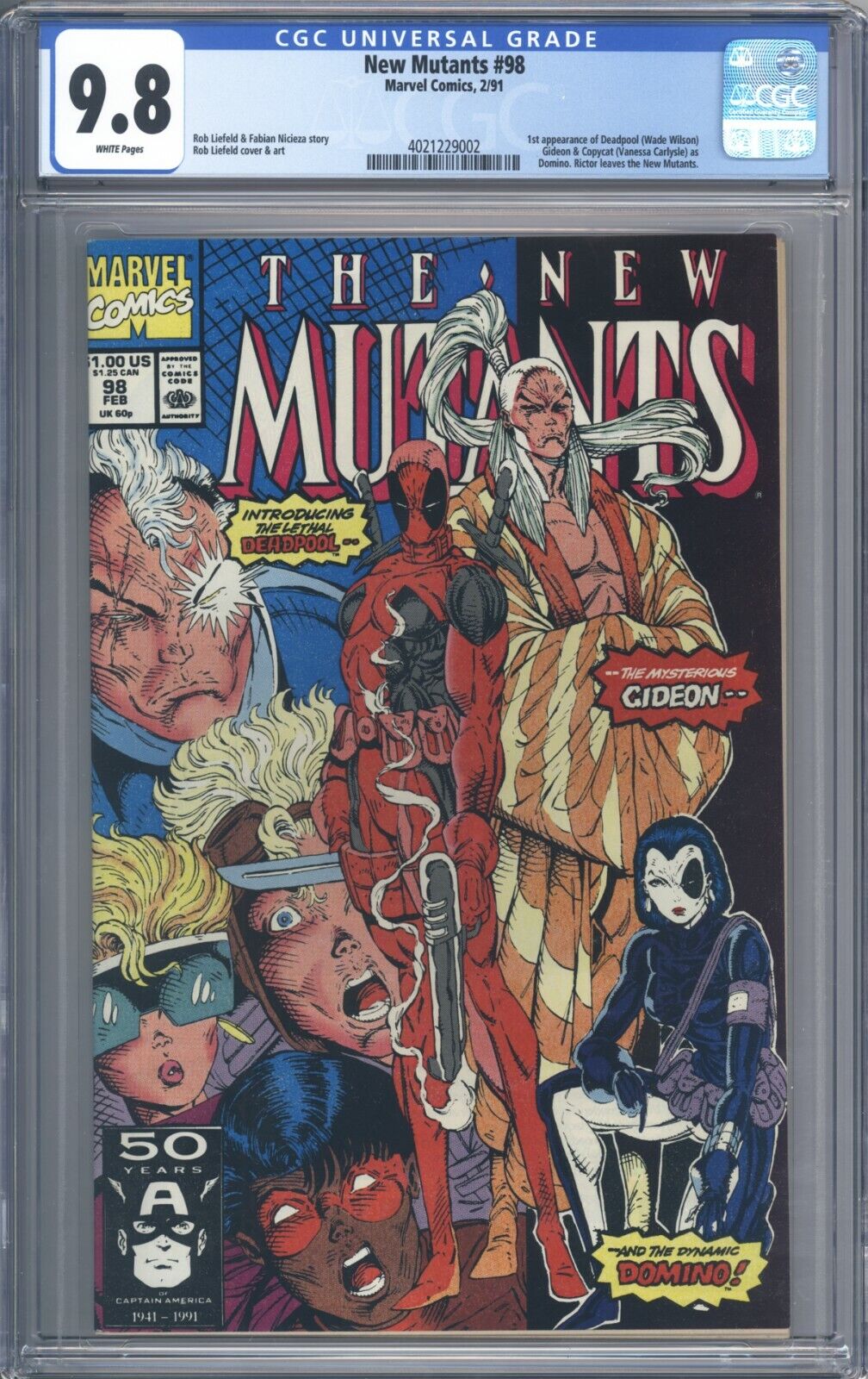 New Mutants 98 CGC 98 Absolutely Stunning  White Pages 1st App of Deadpool