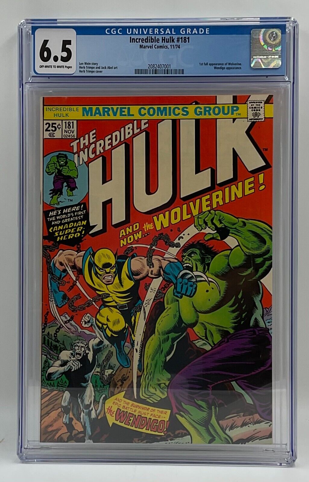 Incredible Hulk 181 Marvel Comics 1974 1st Full Appearance of Wolverine CGC 65