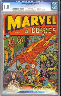 Marvel Mystery Comics 34 WWII Bondage Cover Golden Age Timely 1942 CGC 18