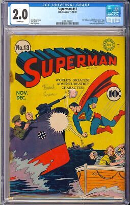 Superman 13 Classic WWII War Cover Golden Age Superhero DC Comic 1941 CGC 20