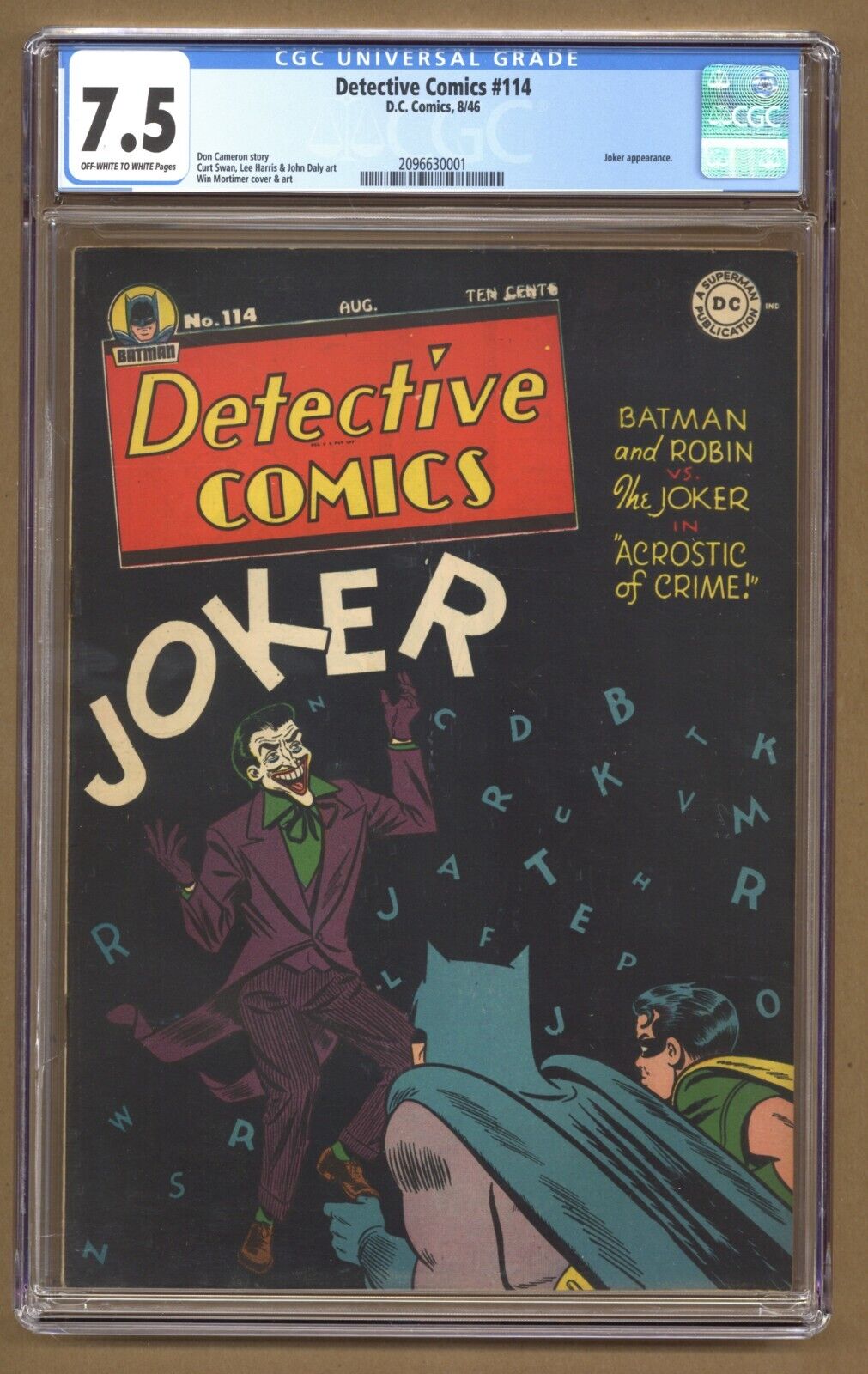 Detective Comics 114 CGC 75 Batman and Robin vs the Joker 1946 DC T510