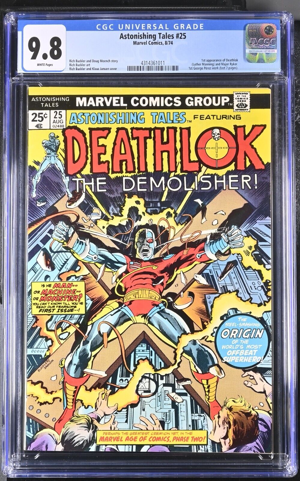 1974 MARVEL ASTONISHING TALES 25 GEORGE PEREZ 1ST APP DEATHLOK CGC 98 WHITE