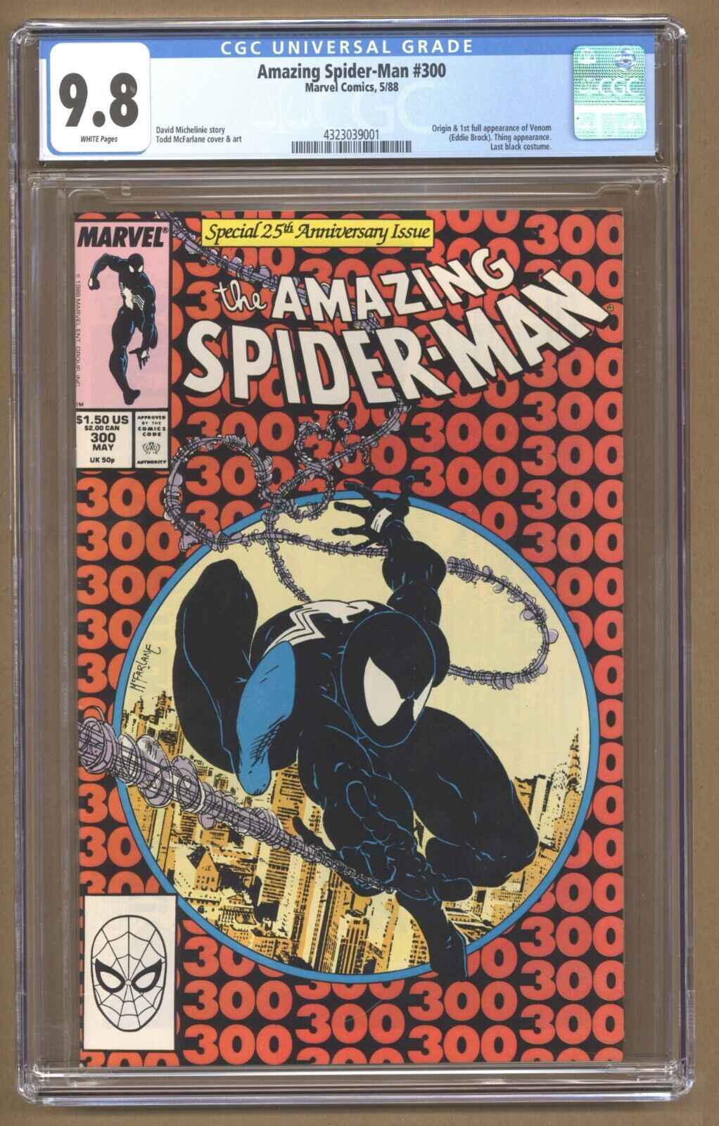 Amazing SpiderMan 300 CGC 98 Origin1st app Venom Last black costume T561