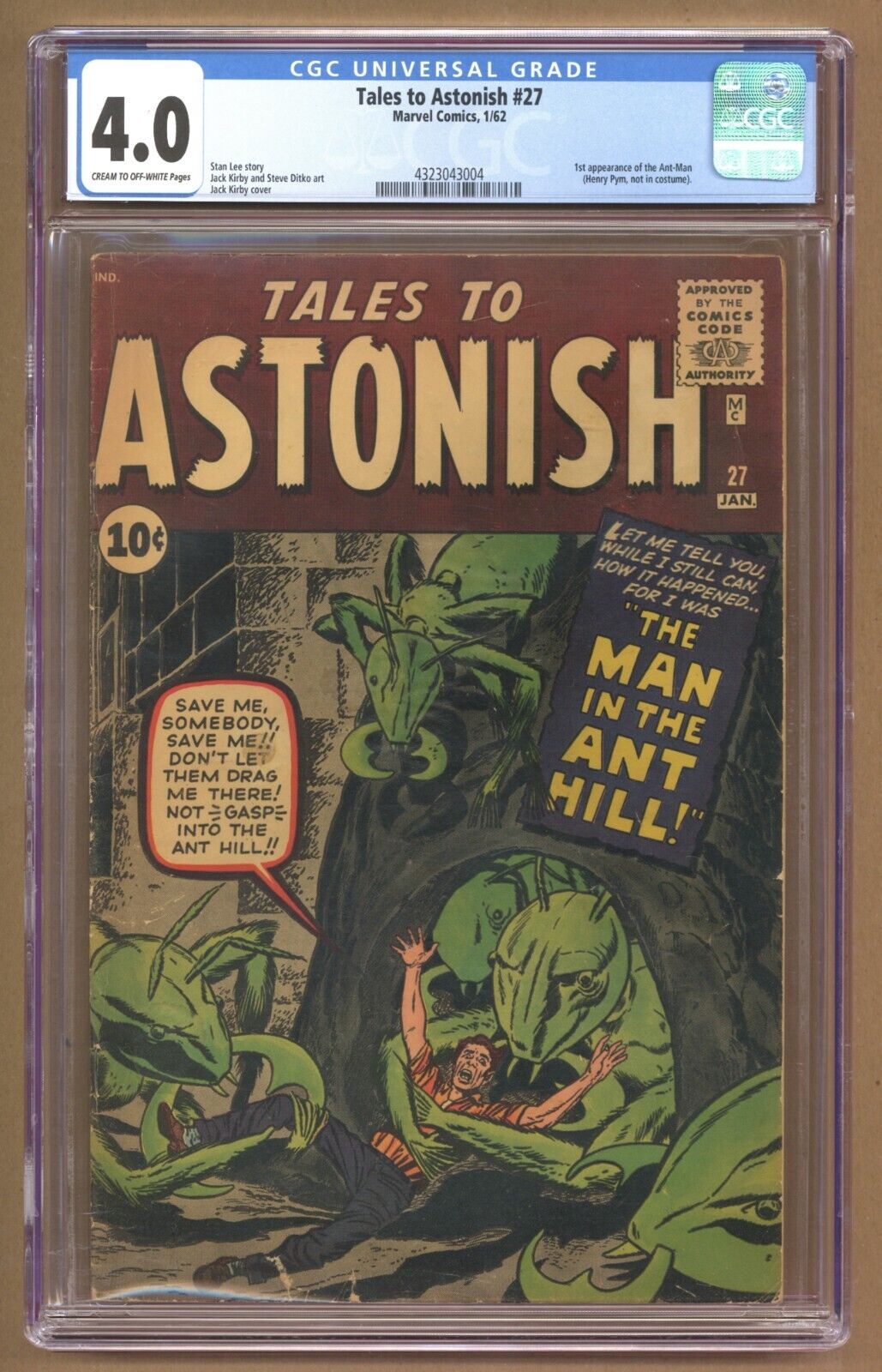 Tales to Astonish 27 CGC 40 1st app AntMan Kirby Ditko 1962 Marvel T582