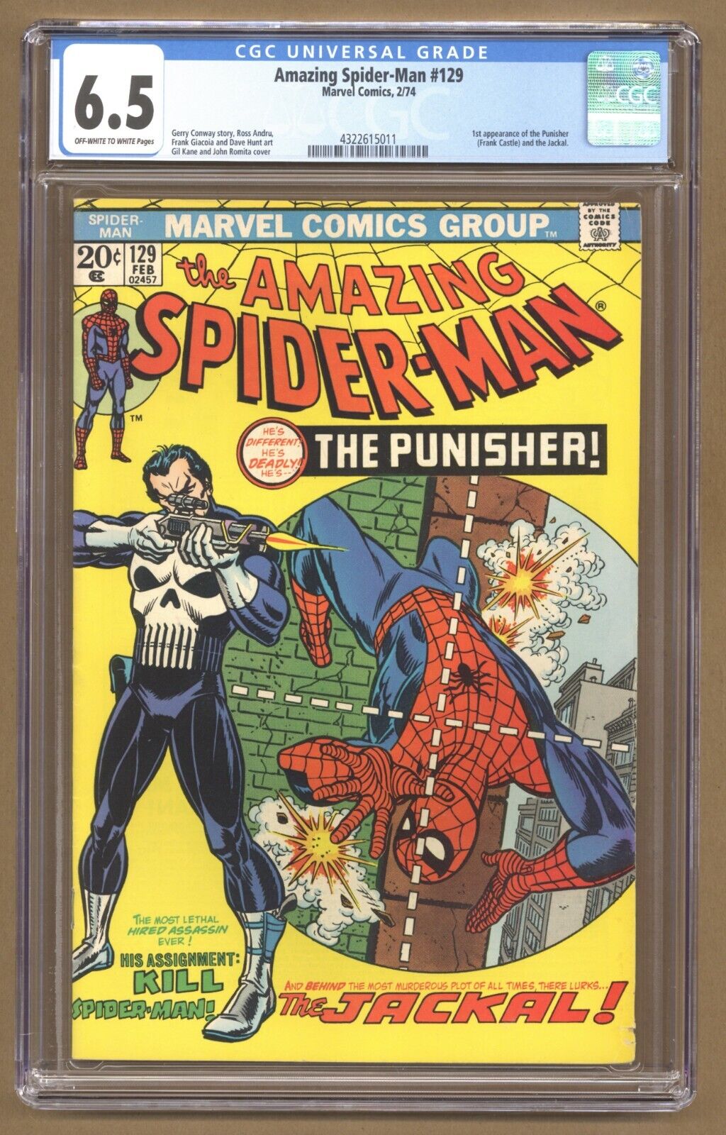 Amazing SpiderMan 129 CGC 65 1st appearance Punisher and Jackal Andru 1974