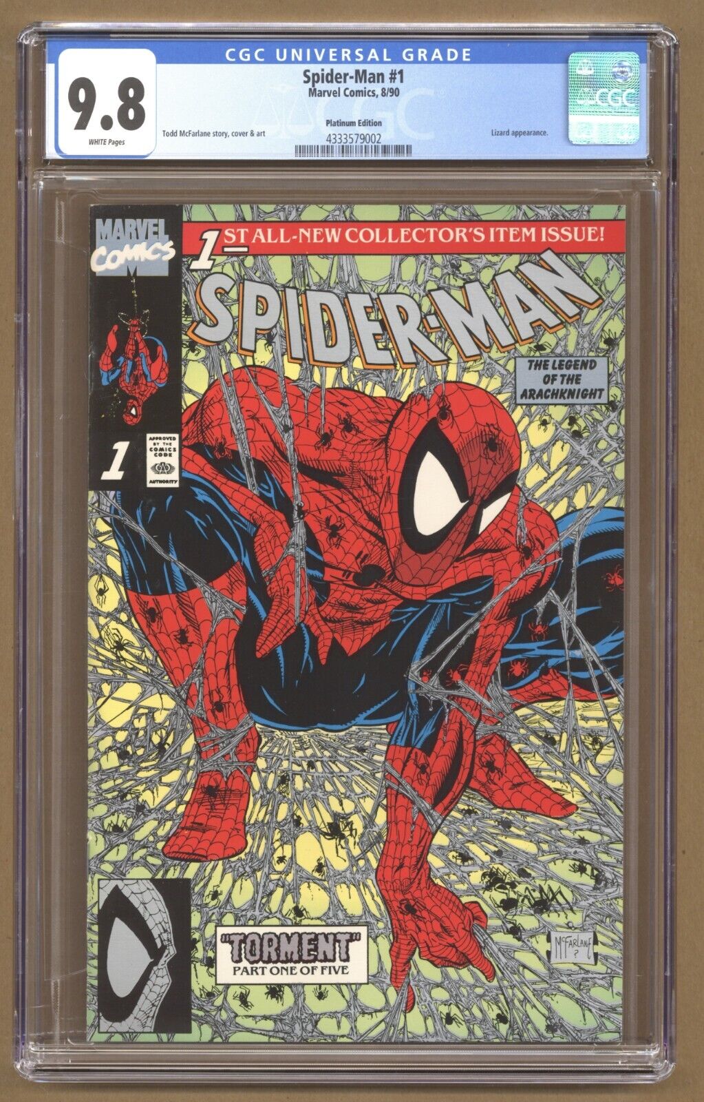 SpiderMan 1 CGC 98 Platinum Edition Lizard McFarlane 1990 Marvel Comics T913