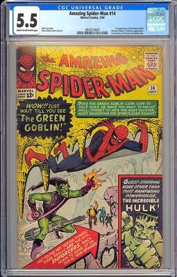 Amazing SpiderMan 14 Nice 1st App Green Goblin Marvel Comic 1964 CGC 55