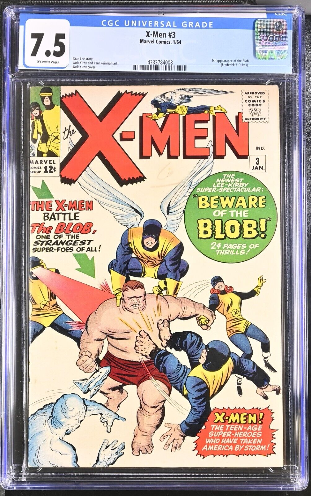 XMen 3 CGC 75 1st appearance of the Blob Jack Kirby 1964 Marvel Comics U801