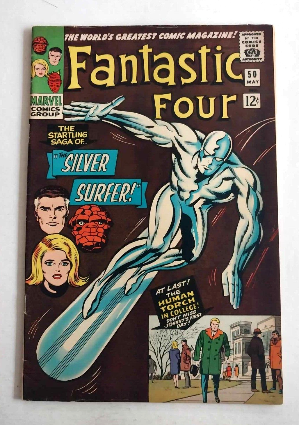 Fantastic Four 50 Silver Surfer Vs Galactus 1966 Kirby Art Key Issue CGC Worthy