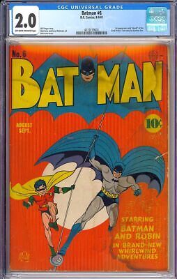 Batman 6 Unrestored Early Golden Age Superhero Vintage DC Comic 1941 CGC 20