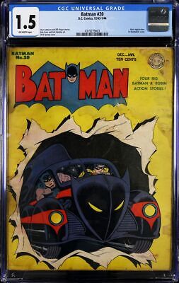 Batman 20 First Batmobile Cover Joker App Golden Age DC Comic 1943 CGC 15