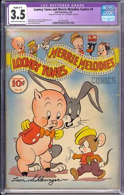 Looney Tunes and Merrie Melodies Comics 4 Glue Golden Age Dell 1942 CGC 35