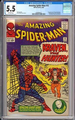 Amazing SpiderMan 15 1st App Kraven the Hunter Marvel Comic 1964 CGC 55