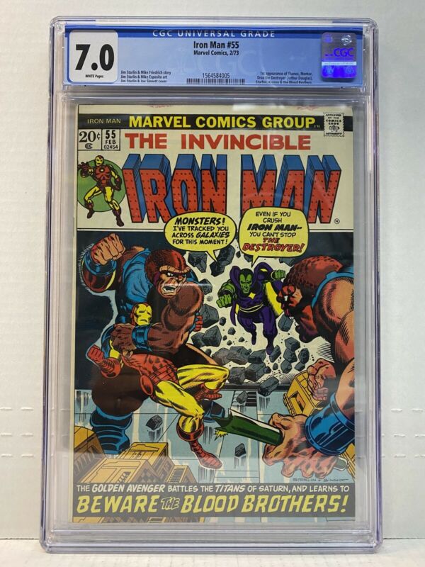 THE INVINCIBLE IRON MAN 55 CGC 70 White Pages First Appearance Thanos