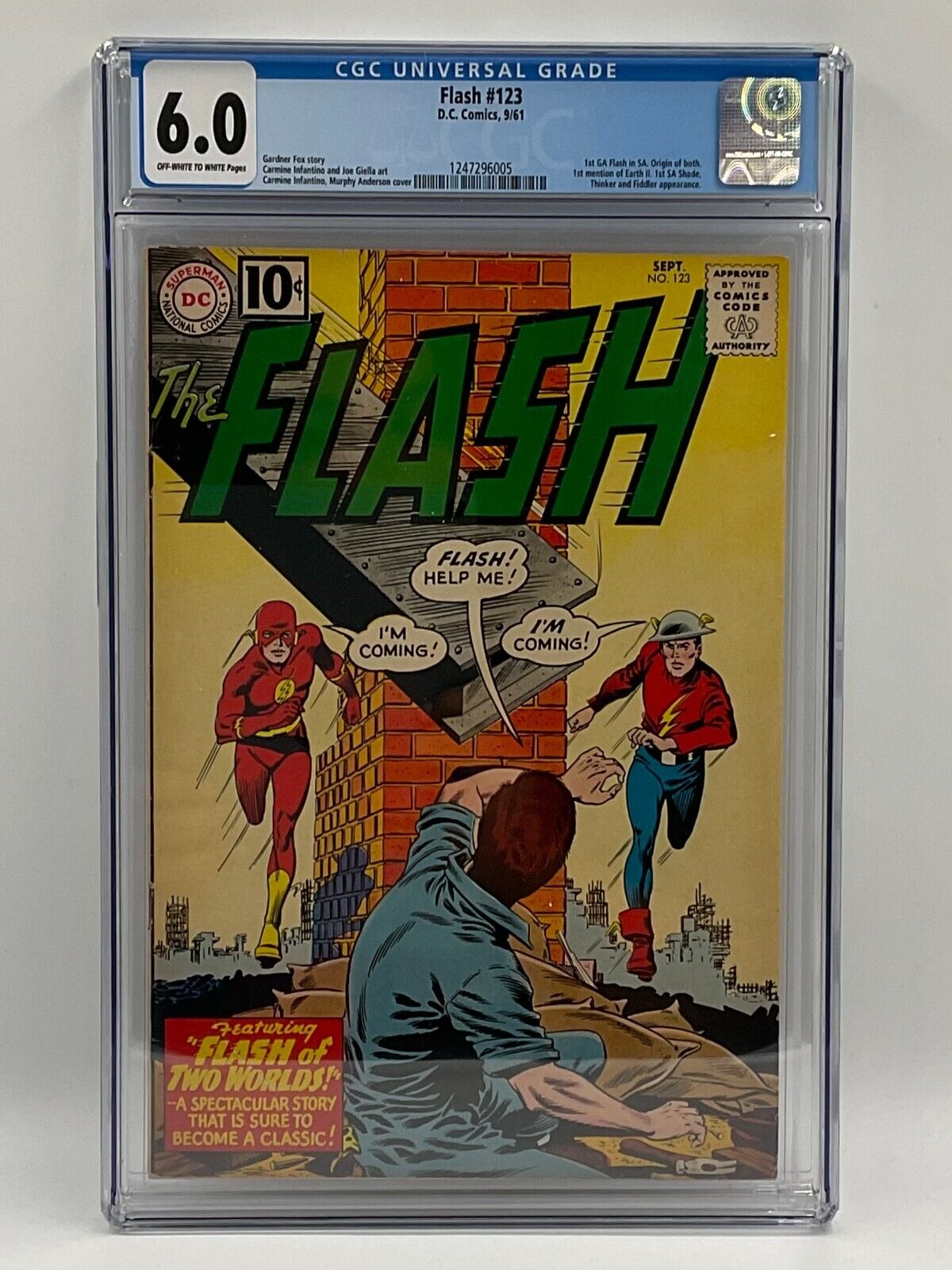 Flash 123 DC Comics 1961 CGC 60 Off White to White Pages 