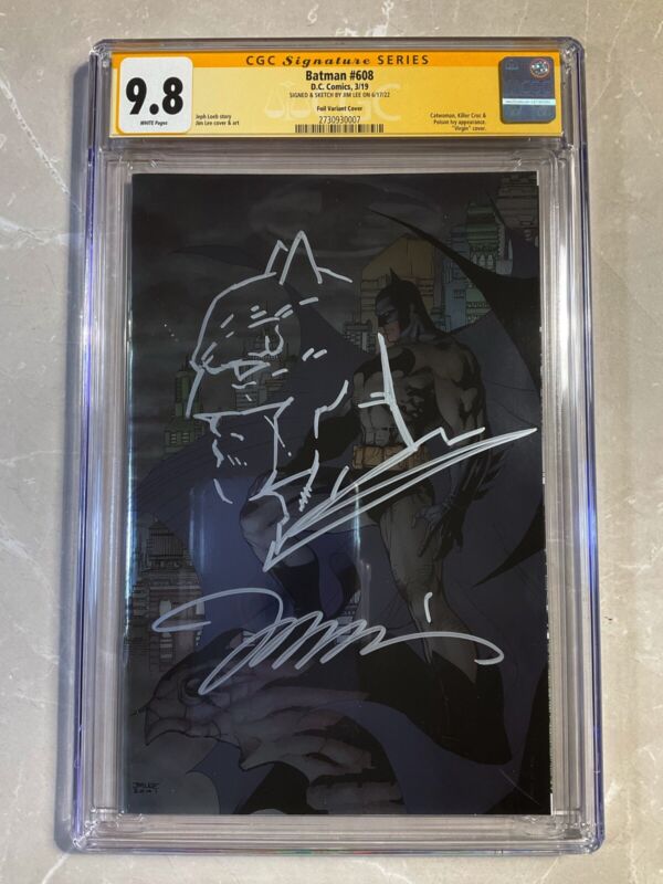 Batman 608 2019 DC Comics Signed Sketch Jim Lee Foil Virgin Variant B CGC 98