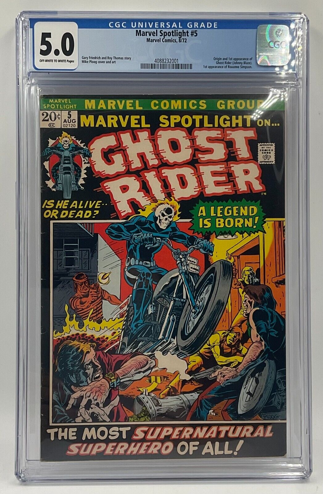 Marvel Spotlight 5 Marvel Comics 1972 1st Appearance of GHOST RIDER CGC 50