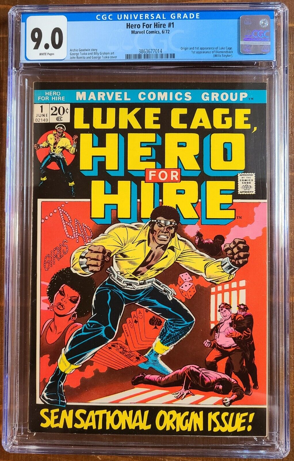 Hero for Hire 1 CGC 90 WHITE Pages 1st Appearance Luke Cage Marvel Comics 1972