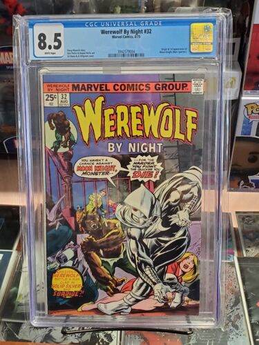 Werewolf By Night 32 CGC 85  1st Moon Knight White Pages