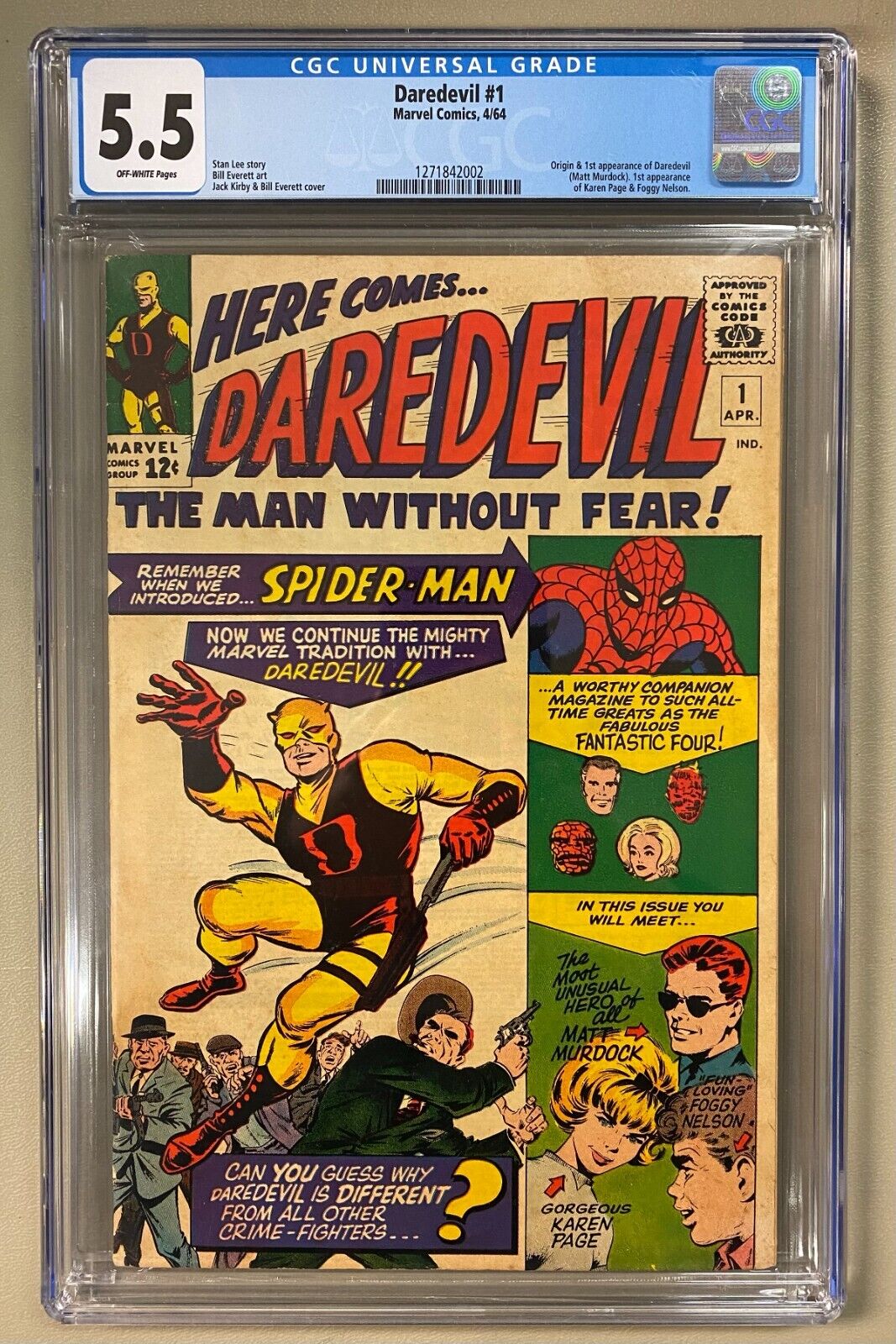 Daredevil 1 Marvel Comics 1964 Stan Lee Origin 1st Appearance CGC 55