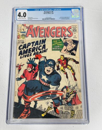 Avengers 4 CGC 40 1964 1st Silver Age Captain America and Bucky Free Shipping
