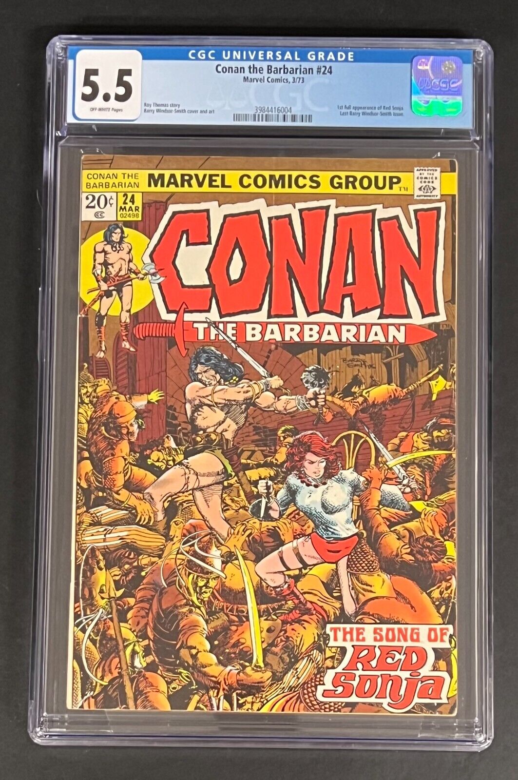 Conan The Barbarian 24 Marvel 1973 1st Full Appearance of Red Sonja CGC 55