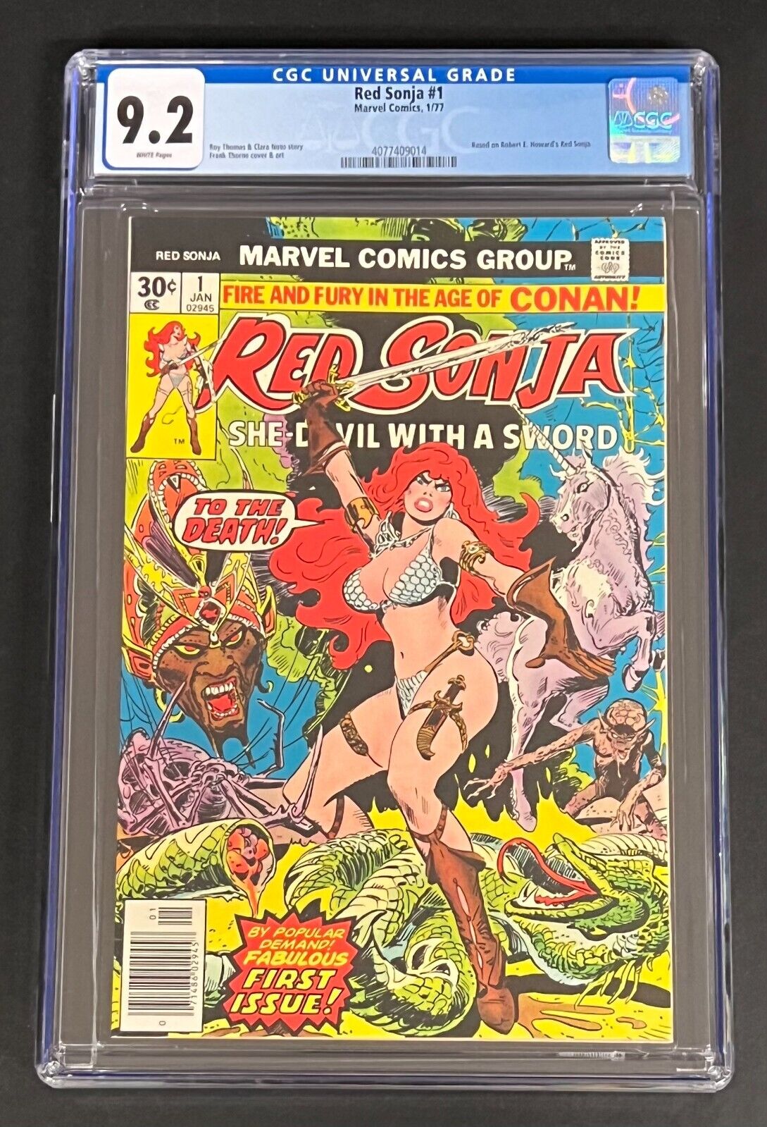 Red Sonja 1 Marvel 1977 CGC 92 White Pages