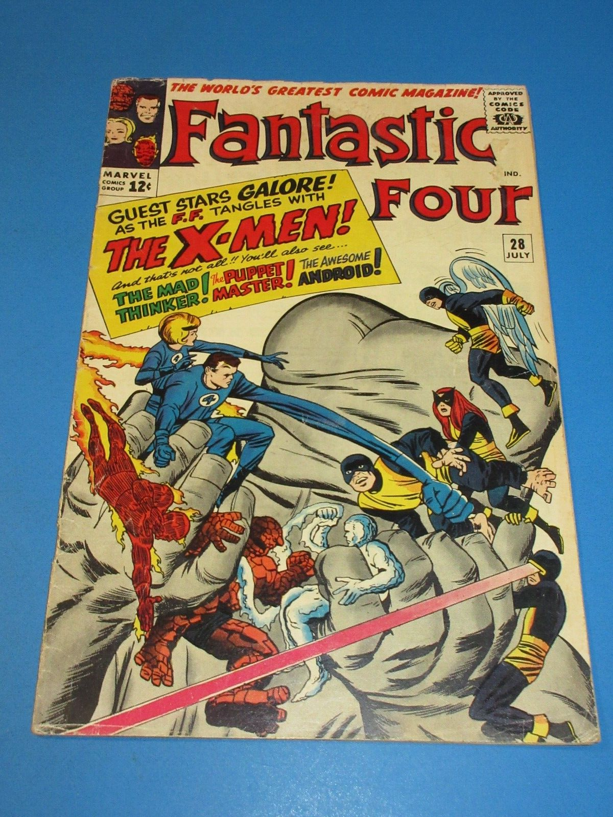Fantastic Four 28 Silver age 1st Xmen crossover Solid VG Wow