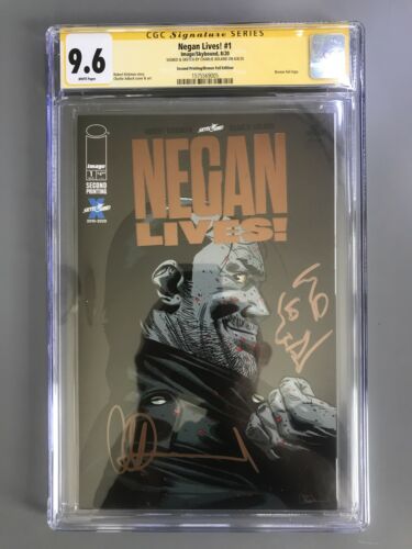 Negan Lives 1 2nd Print Bronze Foil Variant CGC 96 SINGED AND SKETCH BY ADLARD 