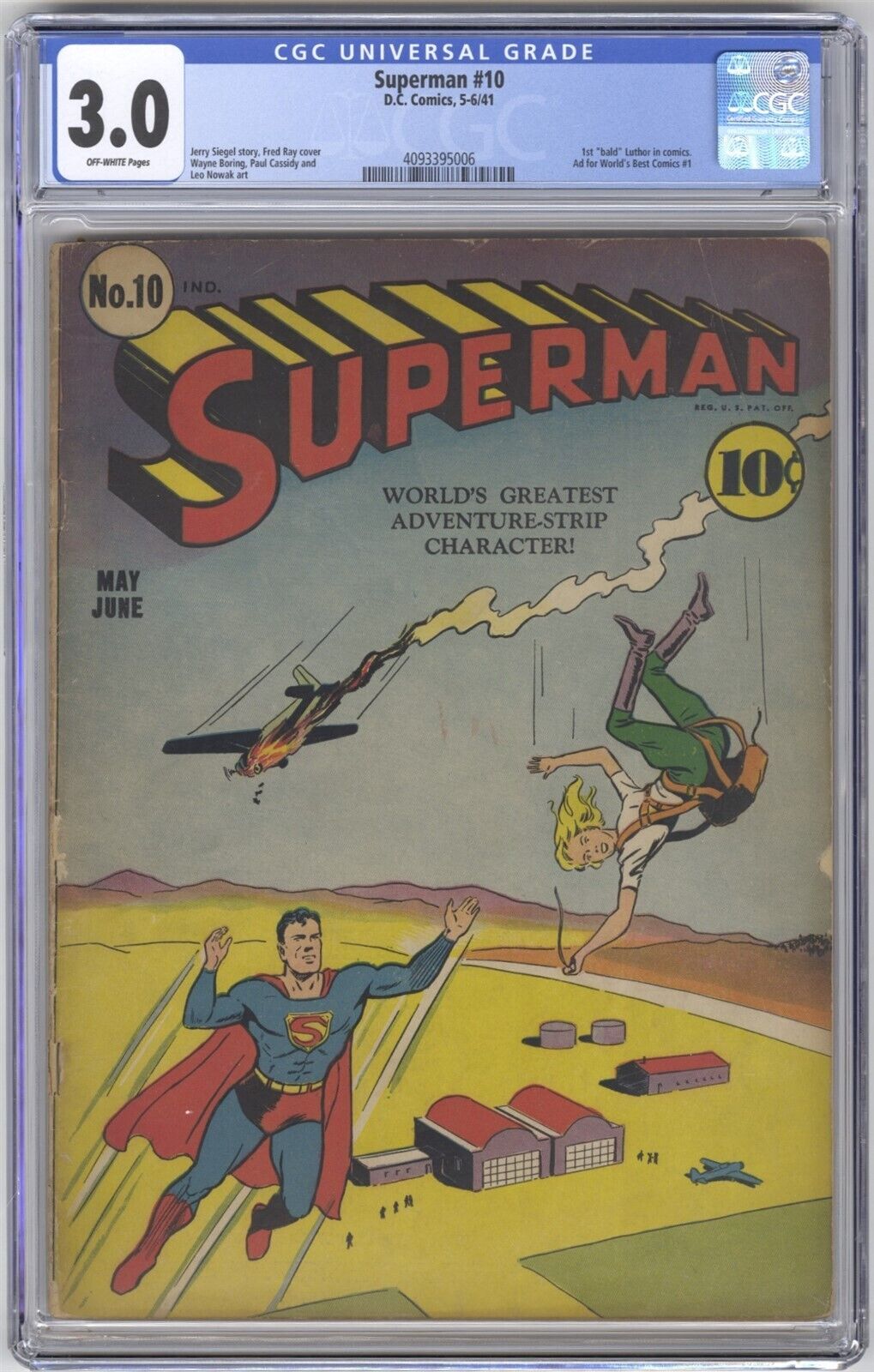 Superman 10 CGC 30 VINTAGE DC 1st Bald Luthor Ad for Worlds Best Comics 1