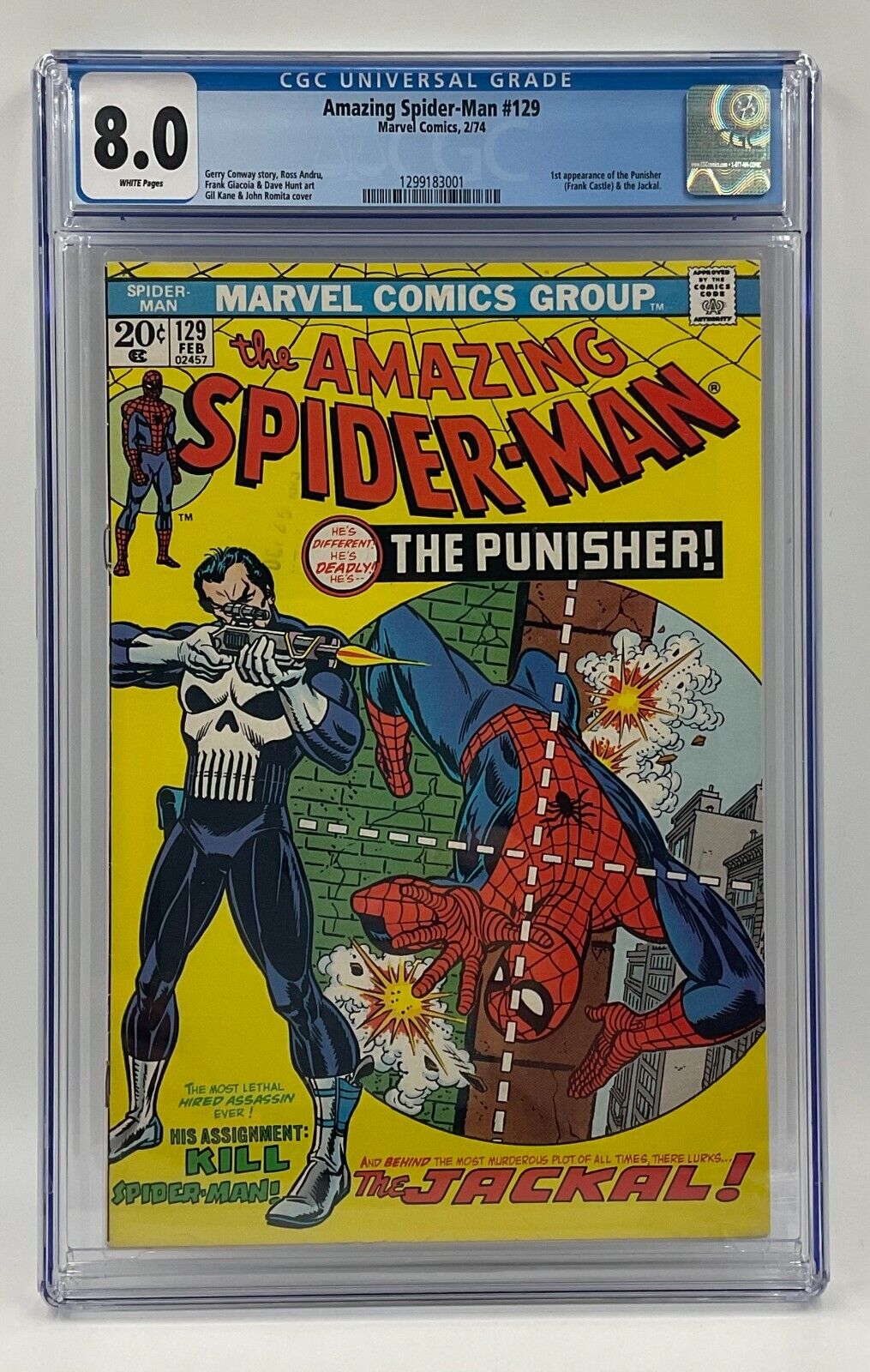 Amazing SpiderMan 129 Marvel Comics 1974 1st Appearance of PUNISHER CGC 80