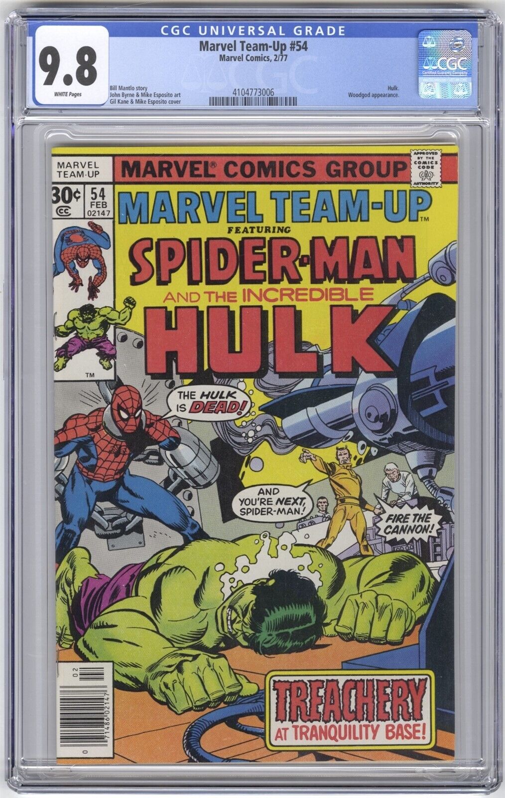 Marvel TeamUp 54 CGC 98 HIGH GRADE Marvel Comic SpiderMan Incredible Hulk