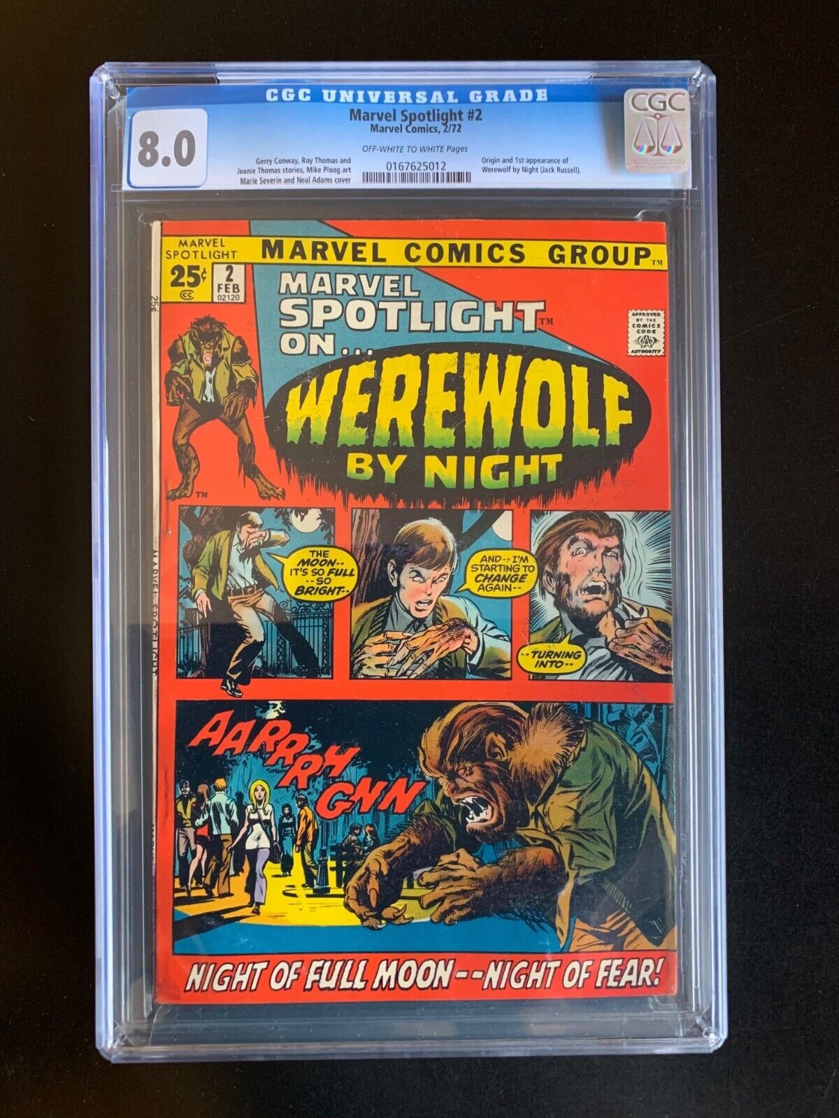 MARVEL SPOTLIGHT 2  CGC 80 1st app  Origin Werewolf by Night  Neal Adams Art