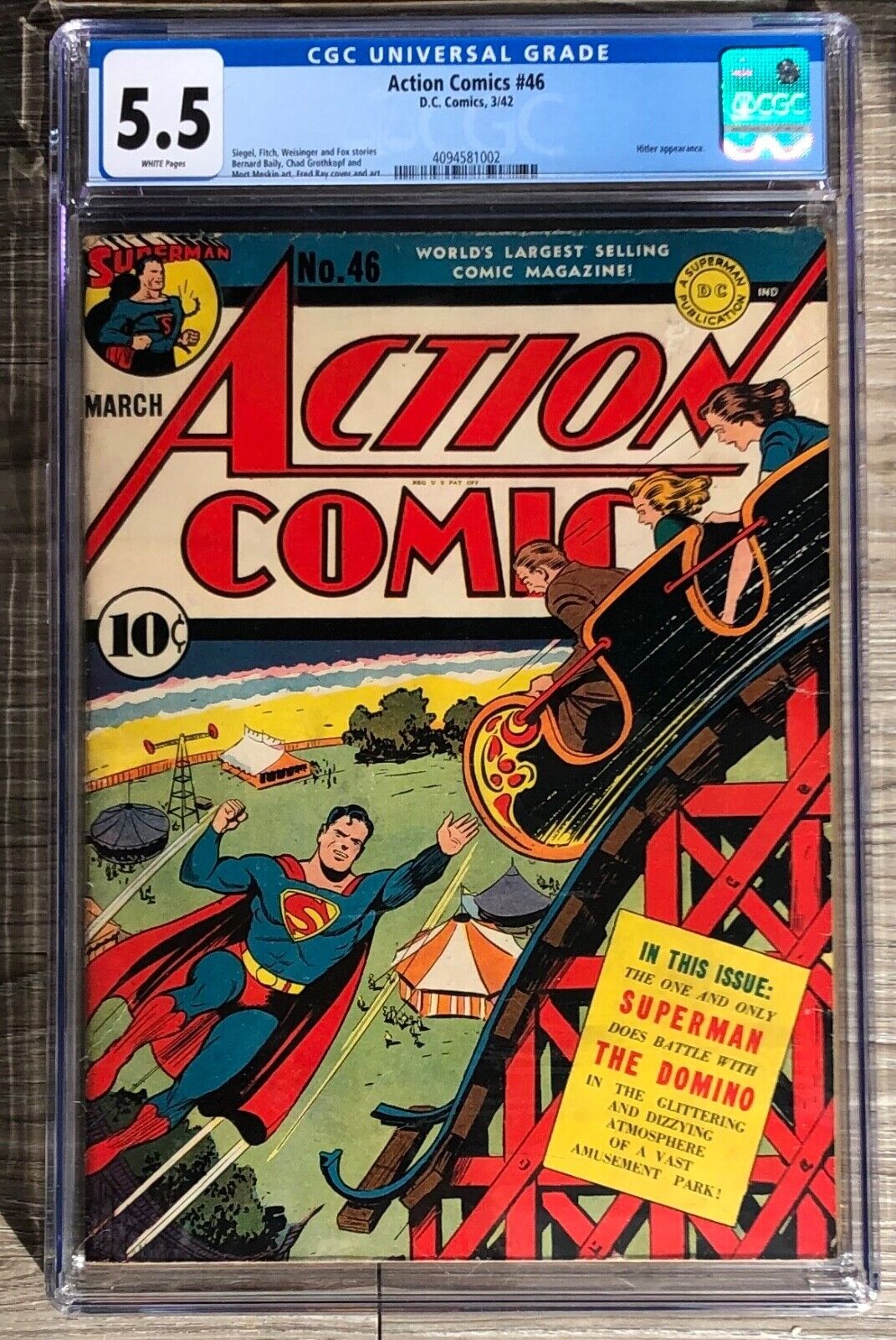 ACTION COMICS 46 CGC 55 DC 1942 WHITE PAGES