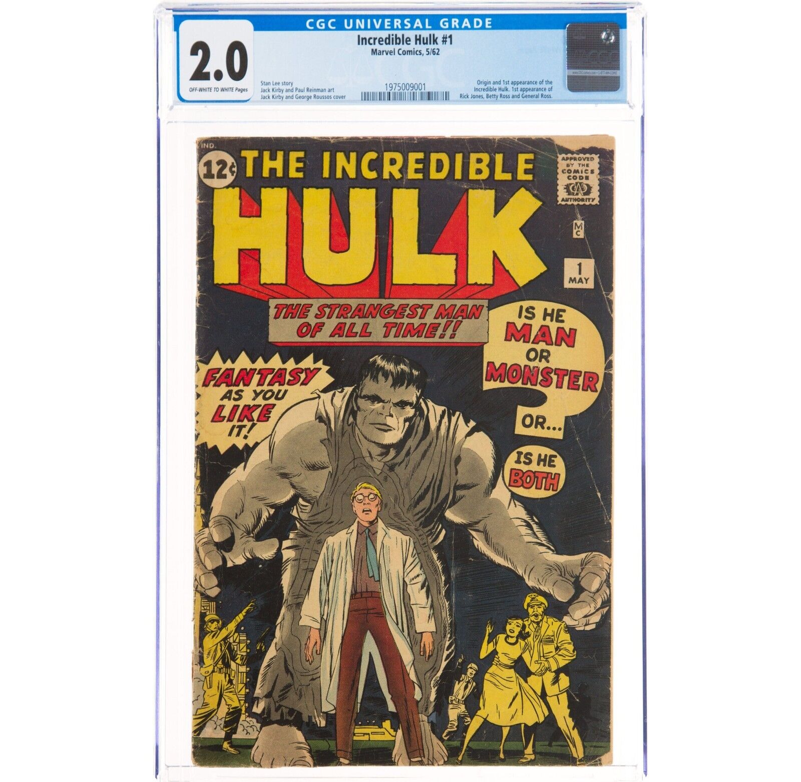 The Incredible Hulk 1 Marvel 1962 CGC GD 20 Offwhite to white pages