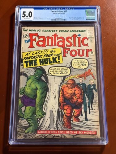 Fantastic Four 12 CGC 50 1963 Off White Pgs 1st Hulk FF Meeting Stan Lee Kirby