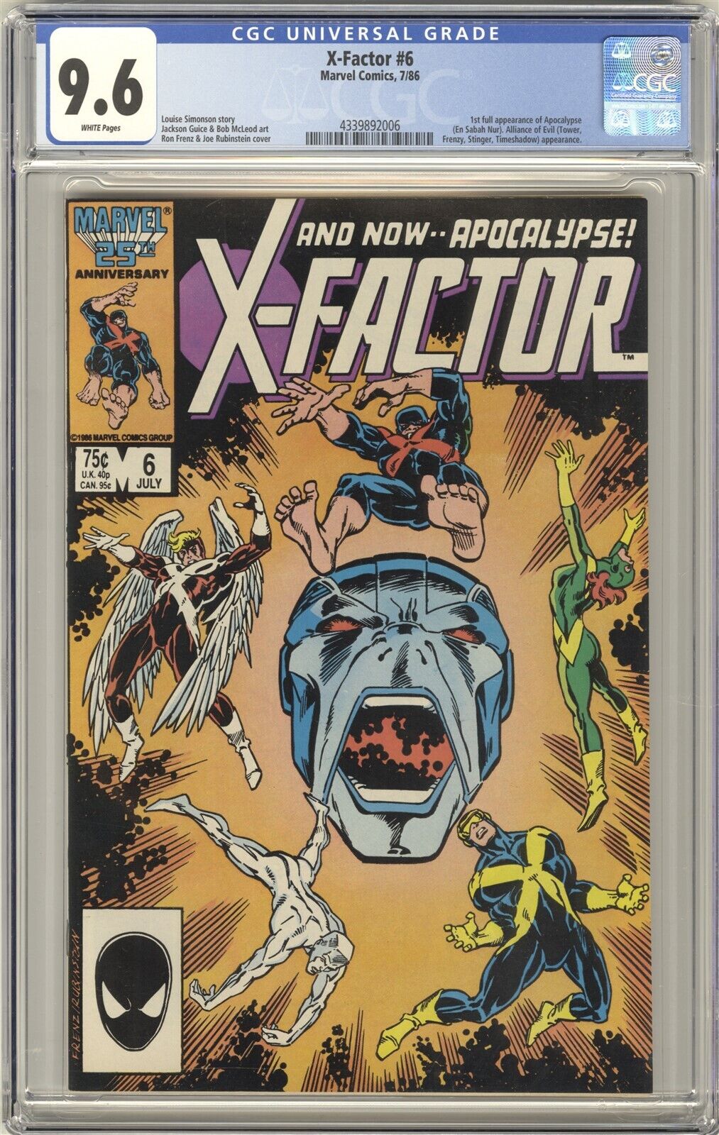 XFactor 6 CGC 96 HIGH GRADE Marvel Comic KEY 1st Full Apocalypse Appearance