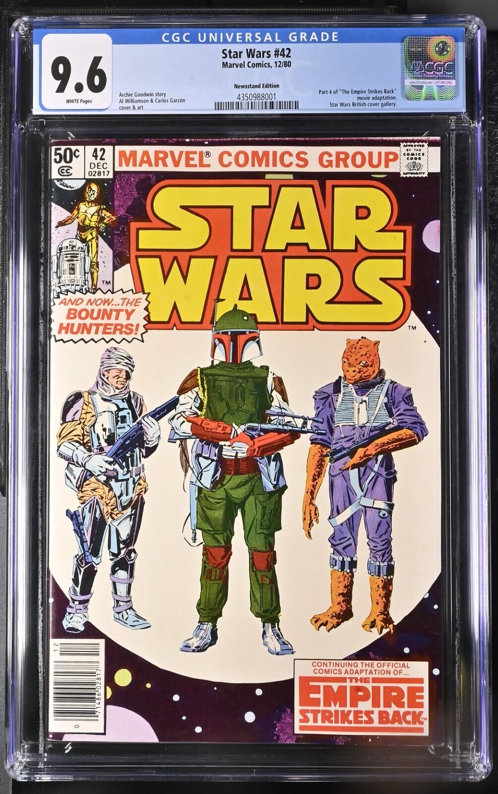 STAR WARS 42 CGC 96 W 1980 KEY 1ST BOBA FETT NEWSSTAND VARIANT EDITION