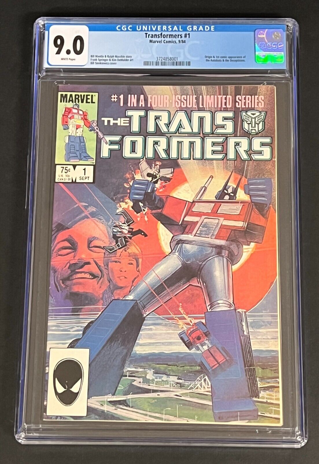 Transformer 1 Marvel 1984 1st Appearance of The Autobots CGC 90