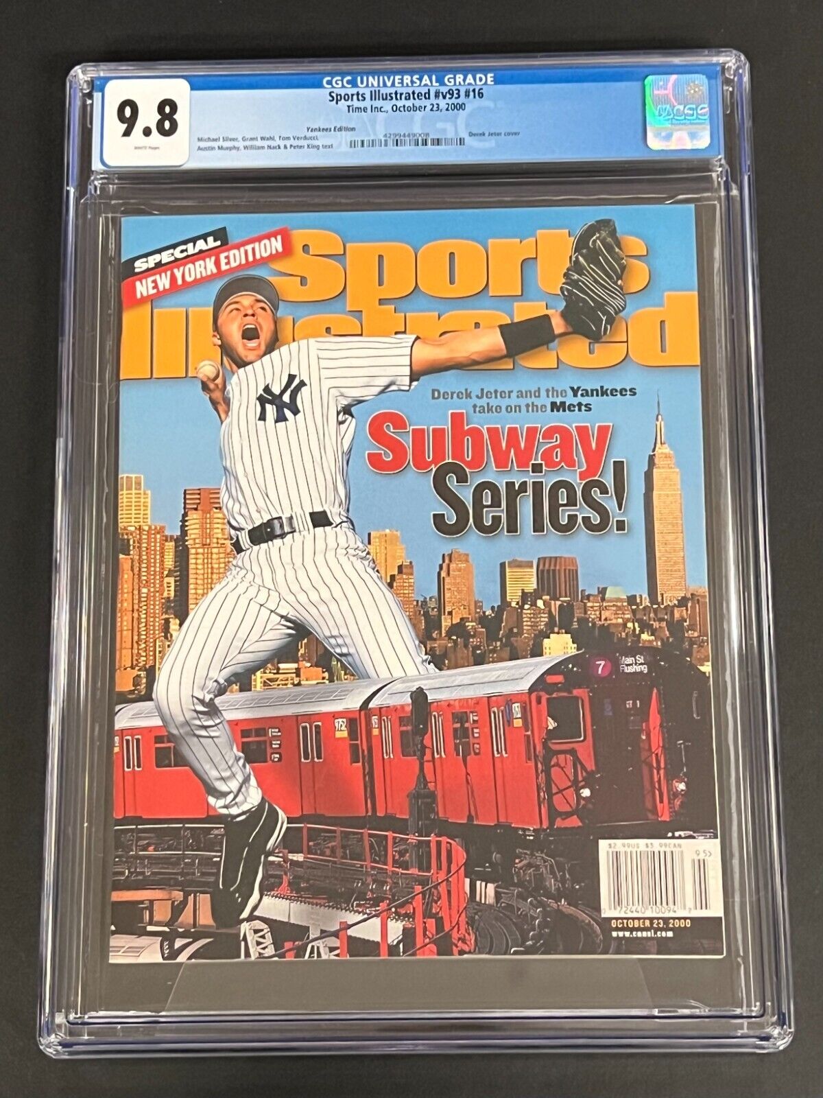 Sports Illustrated v93 16 2000 Derek Jeter HOF Subway Series CGC 98