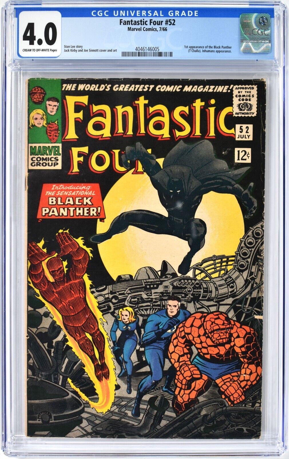 S442 FANTASTIC FOUR 52 CGC 40 VG 1966 1st App of BLACK PANTHER TChalla