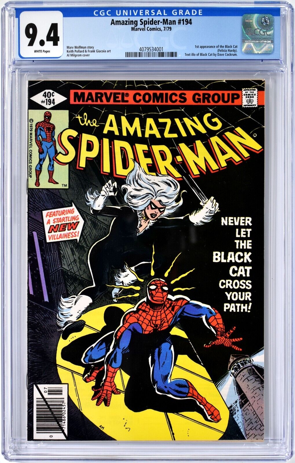 S549 AMAZING SPIDERMAN 194 Marvel CGC 94 NM 1979 1st App of the BLACK CAT