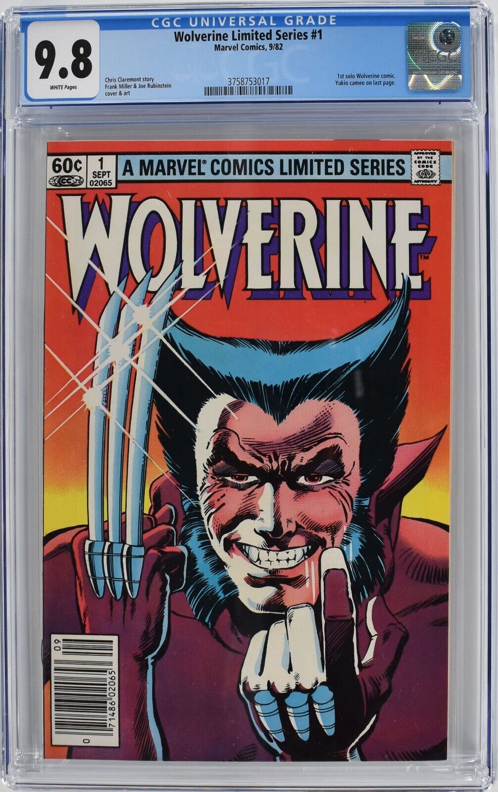 S080 Wolverine Limited Series 1 CGC 98 NMMT 1982 Newsstand1st solo Wolverine