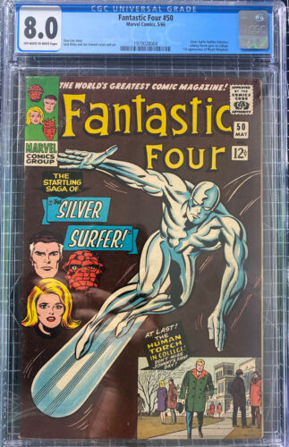 FANTASTIC FOUR 50 CGC 80 OWW PAGES  SILVER SURFER VS GALACTUS