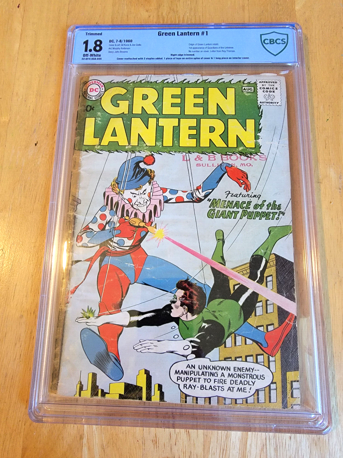 GREEN LANTERN 1 CBCS not CGC 18 GL ORIGIN 1ST APP GUARDIANS OF THE UNIVERSE